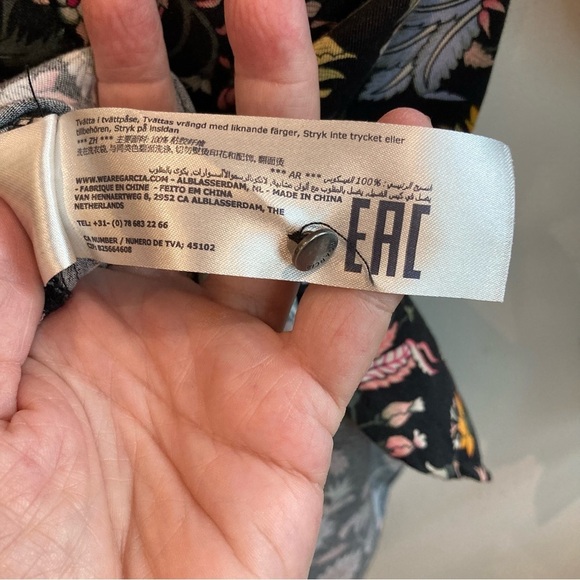 GARCIA Sz XL Long Line Half Button 100% Viscose Long Sleeve Floral Tunic Blouse - Picture 9 of 10